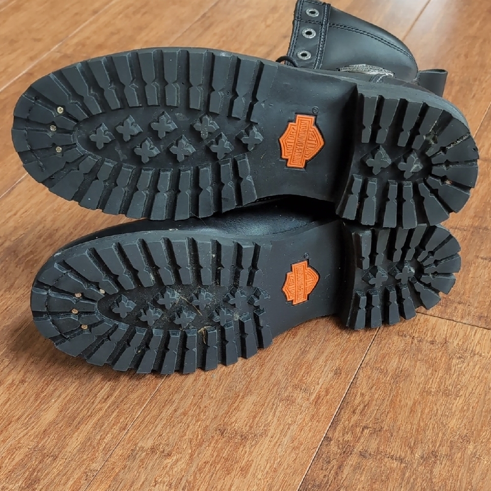 Harley-Davidson Black Leather Combat Boots - Picture 5 of 10